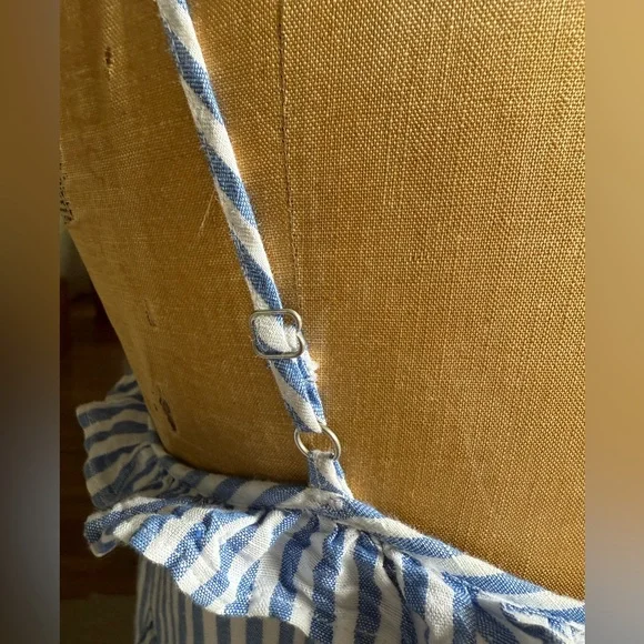 J Crew Cotton-linen tiered blue/white pinstripe Maximize sundress, S, MSRP $118 - Picture 8 of 14